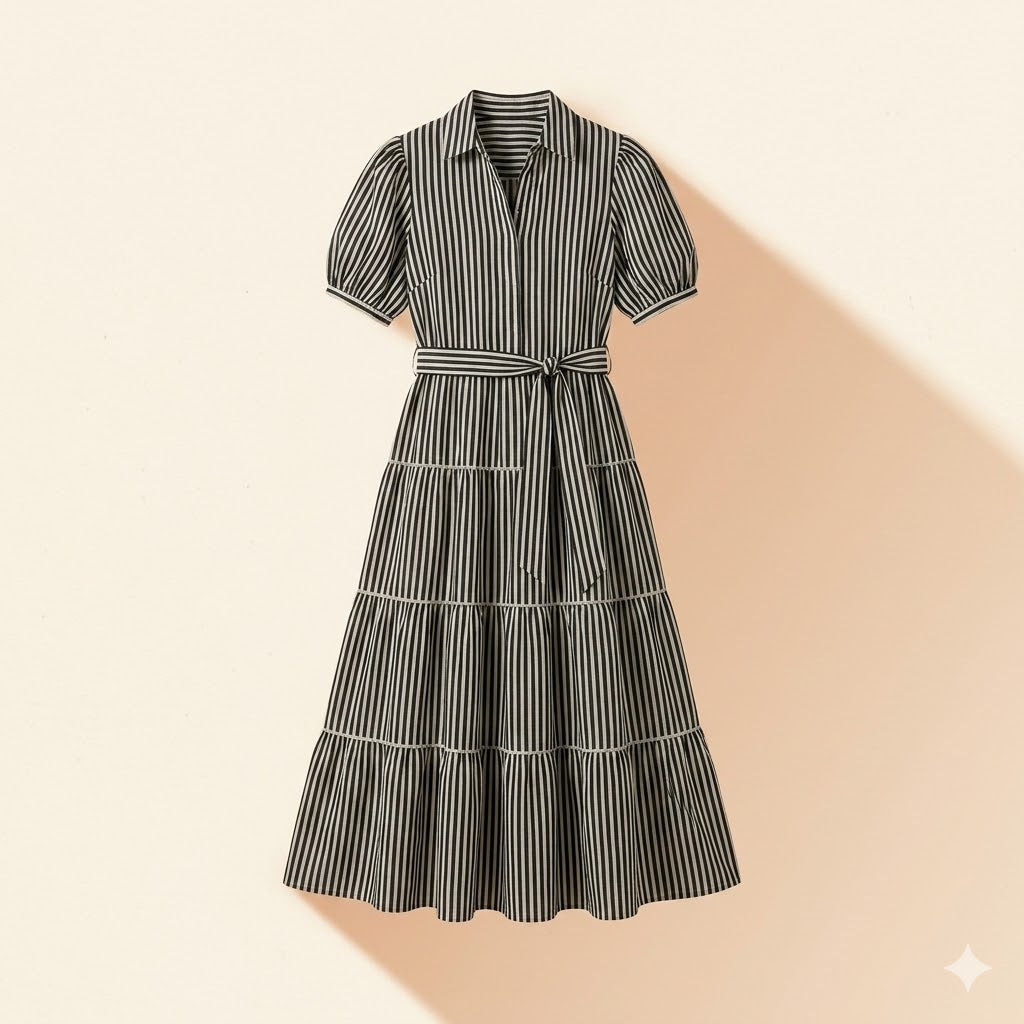 black and white striped cotton summer dress