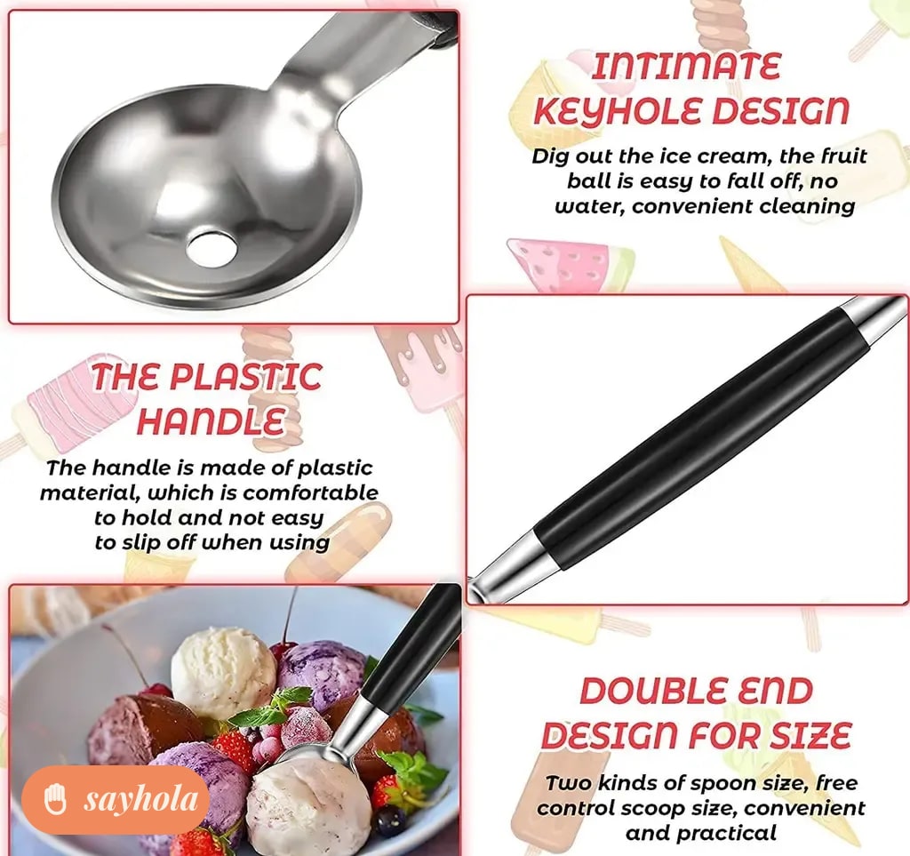 double-sided stainless steel melon baller spoon