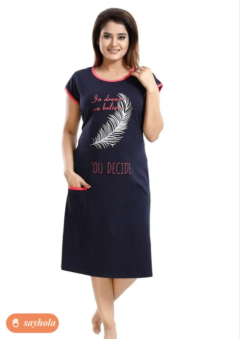 soft knee-length nightdress with short sleeves