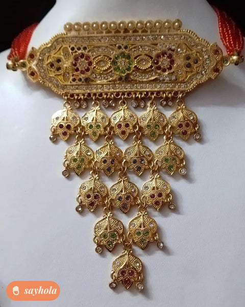 gold plated cubic zirconia necklace for women