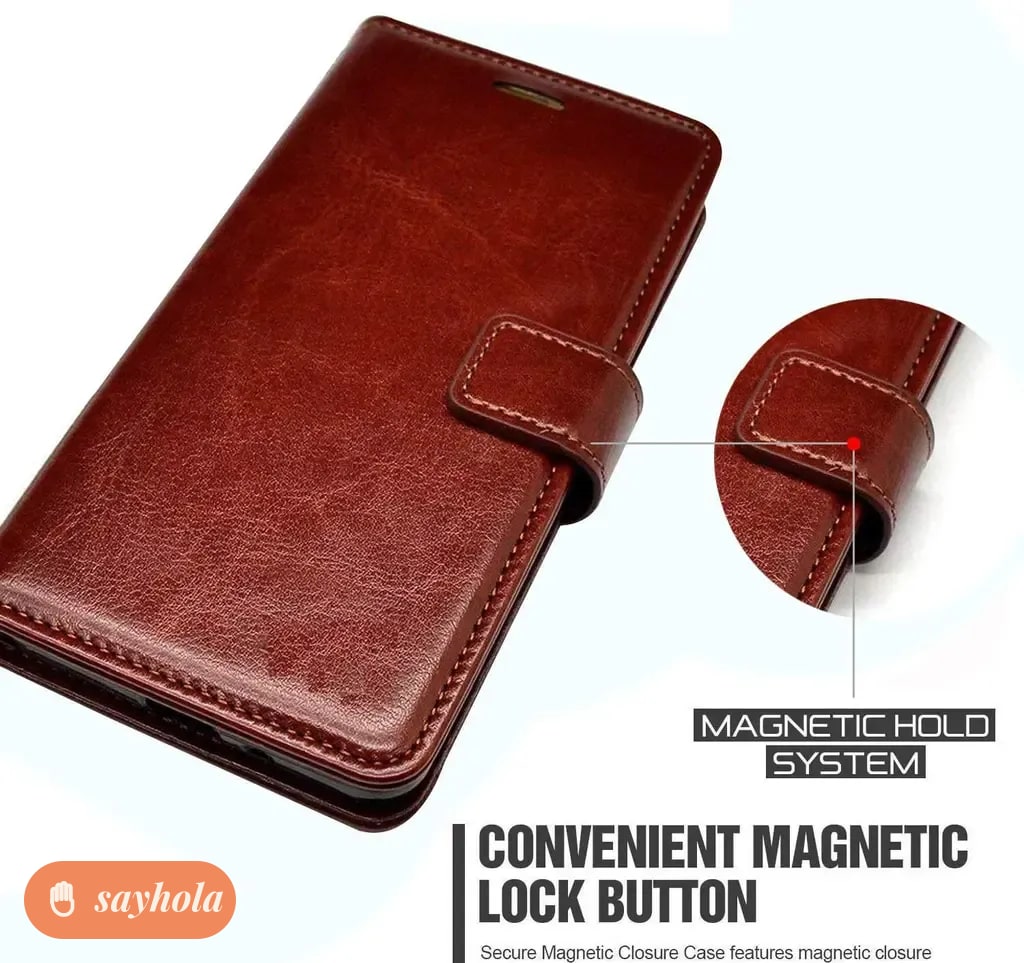 leather finish shockproof flip cover for vivo y91 y95 y93