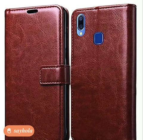 leather finish shockproof flip cover for vivo y91 y95 y93