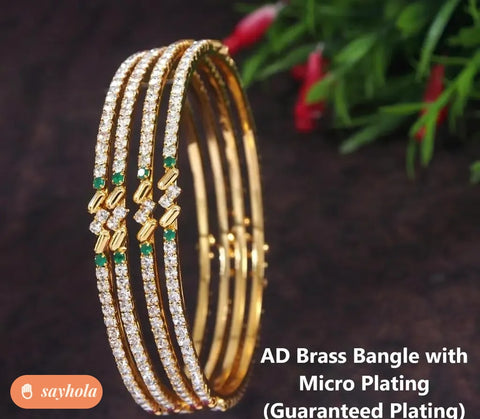 micro gold american diamond brass bangle set