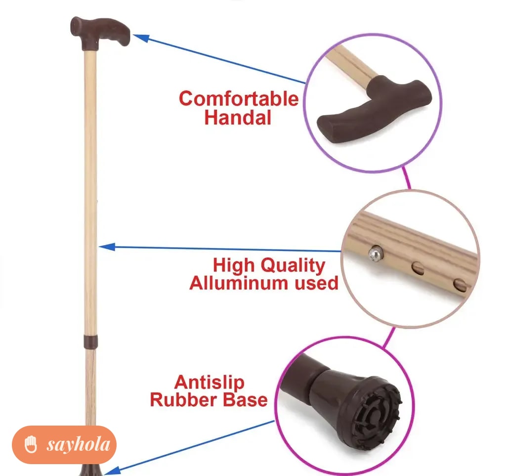 adjustable wooden walking stick for men and women
