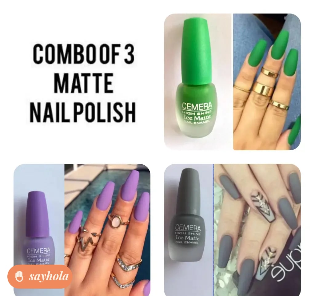 matte nail polish set of 3 green violet gray