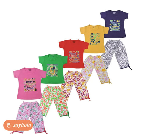 girls cotton capri set pack of 5