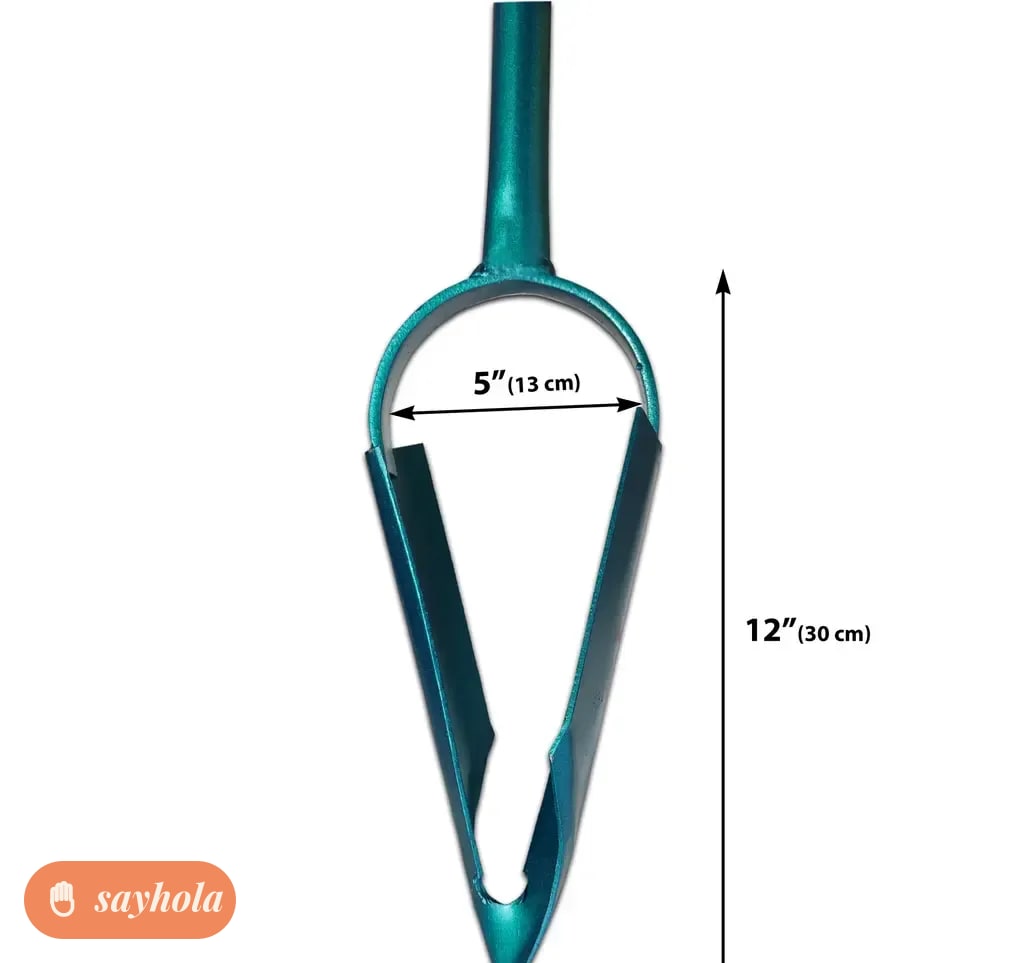 compact teal iron gardening tool