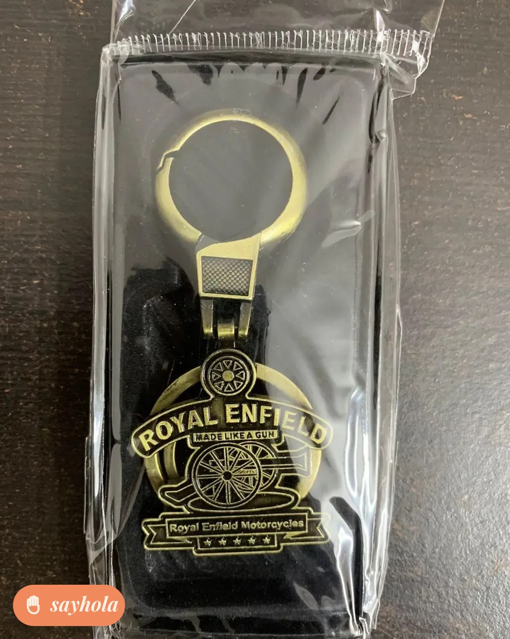 royal enfield gold metal keychain