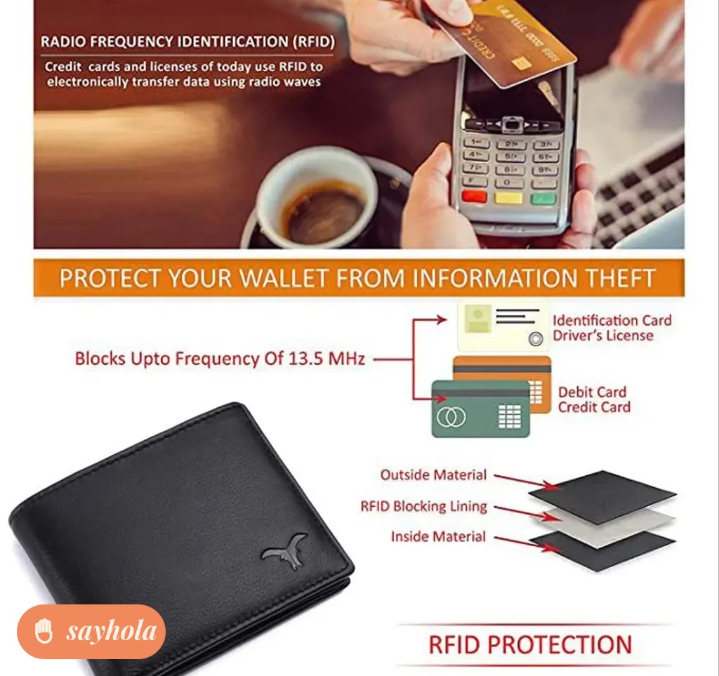 rfid blocked genuine leather wallet for men