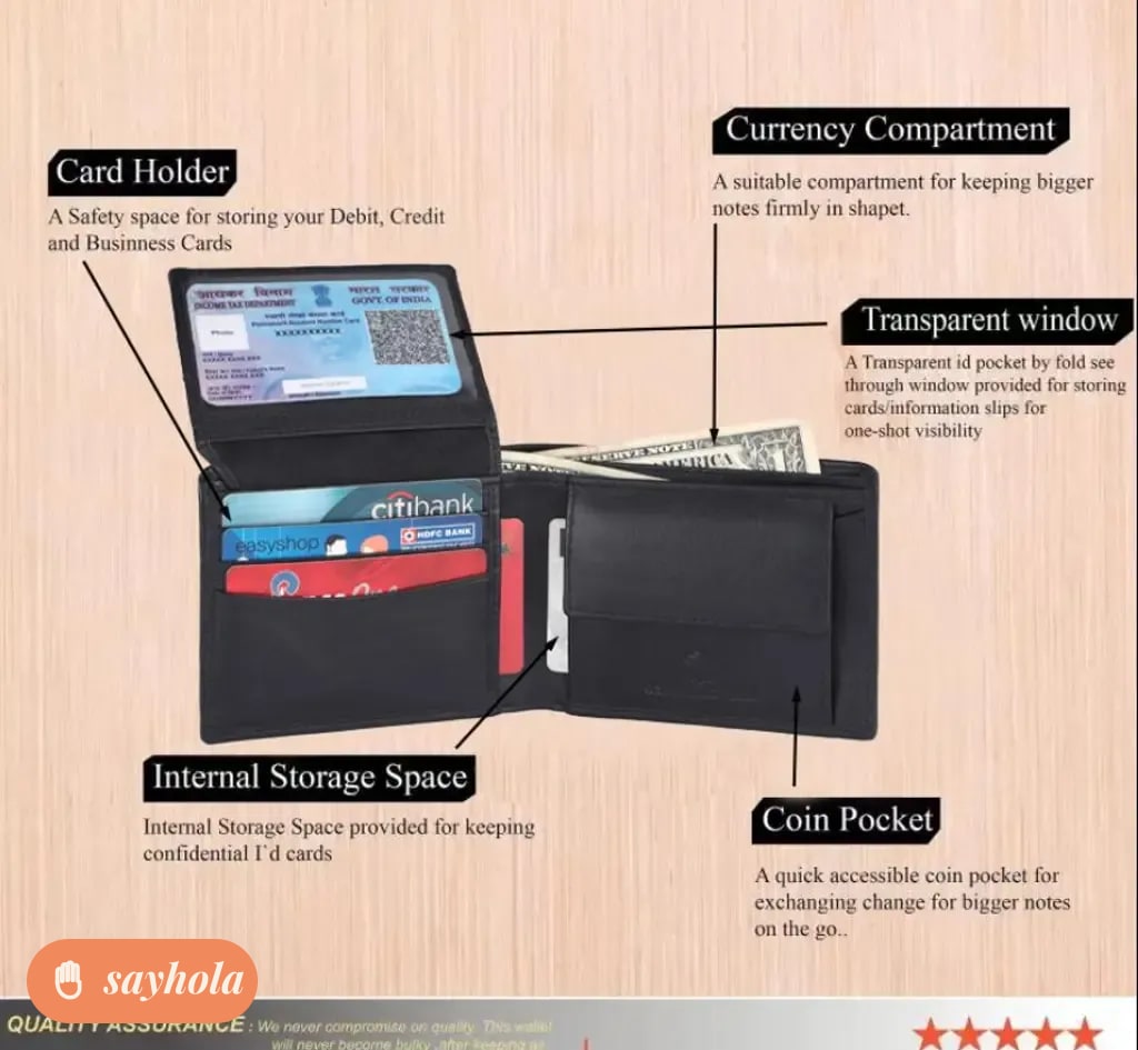 rfid blocked genuine leather wallet for men