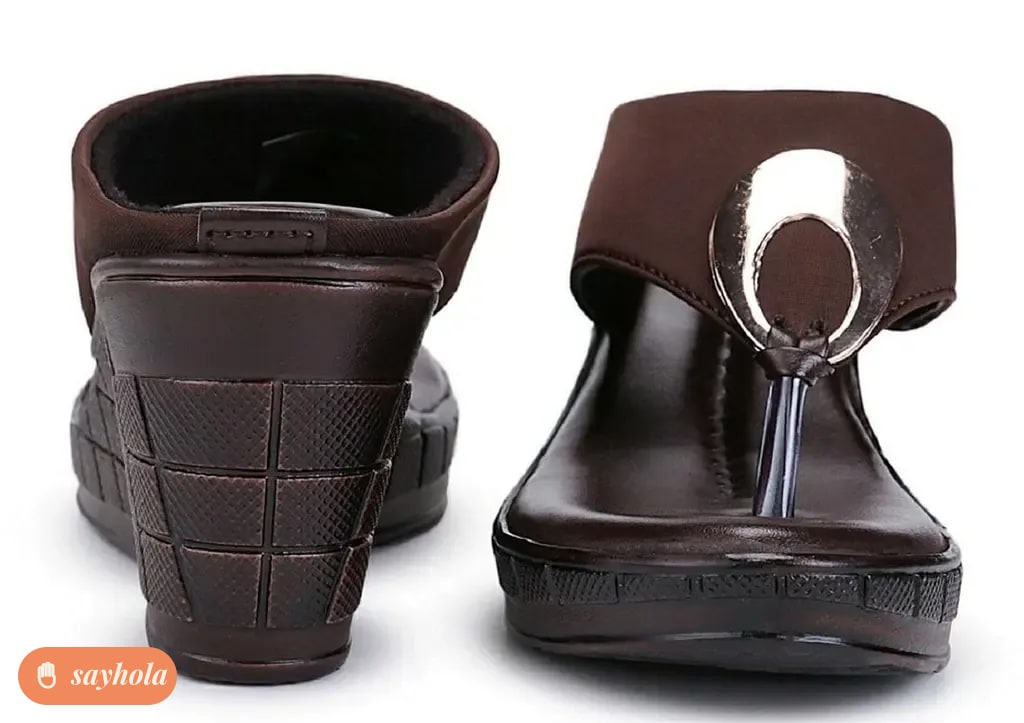 patent leather women wedges with perforated design