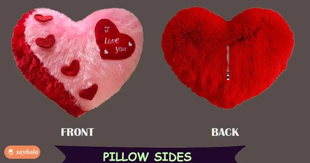 pink heart shape pillow with love message