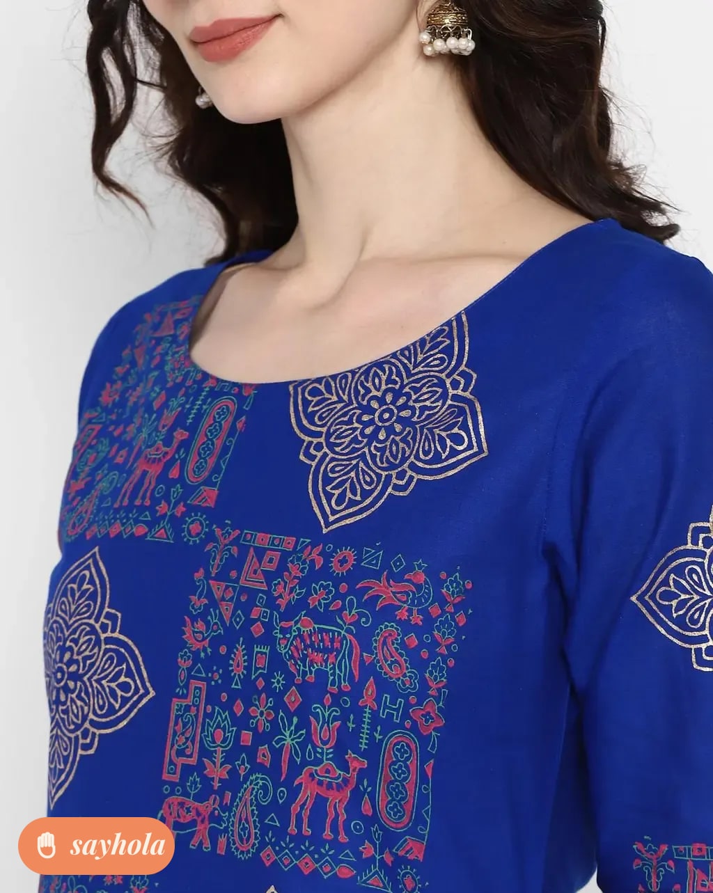 cotton hand block print kurta for women