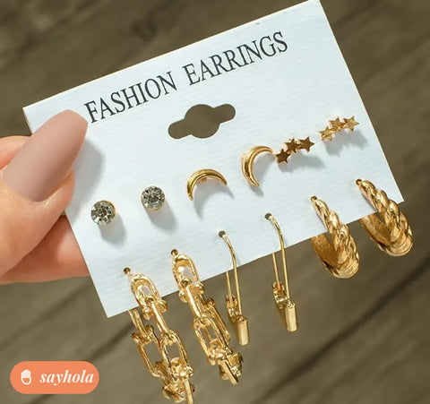 gold plated hoop earrings set with multicolored crystals