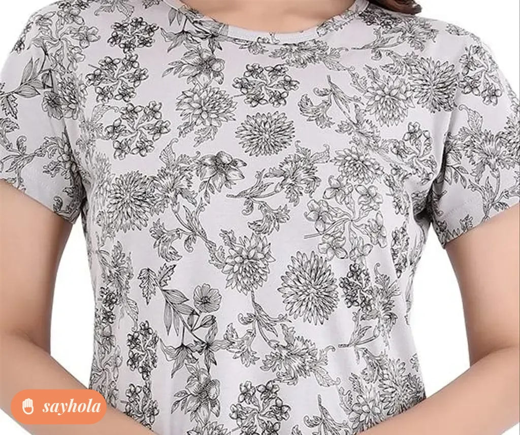 women's printed cotton short nighty