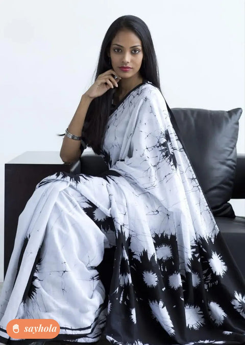 bagru hand block printed cotton mulmul saree with blouse