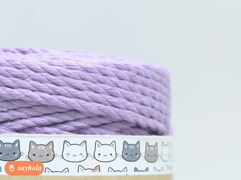 3ply twisted cotton cord 3mm lavender 100m