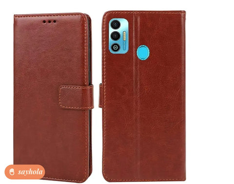 brown flip cover for techno spark 7