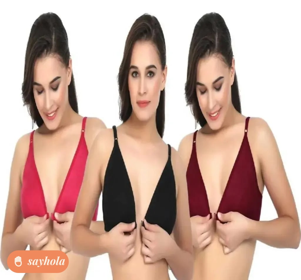 front open cotton bra non wired plunge