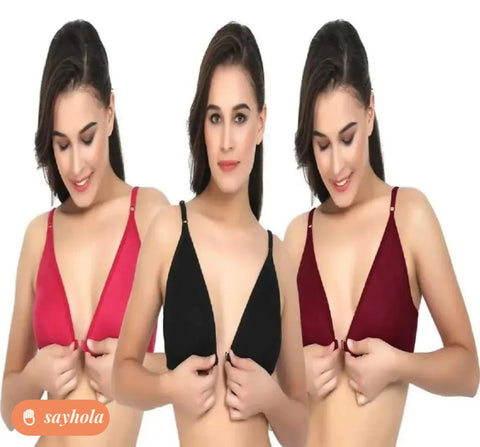 front open cotton bra non wired plunge