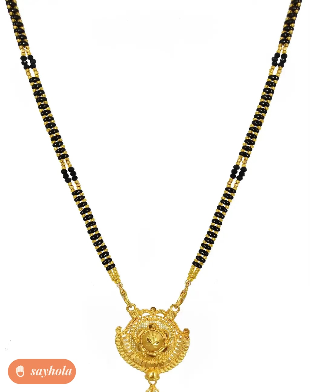 gold plated designer mangalsutra with big pendant