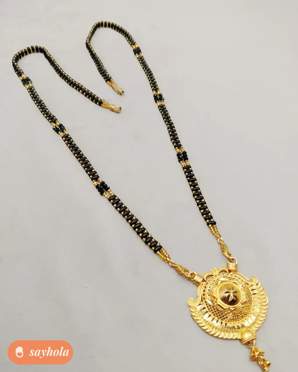 gold plated designer mangalsutra with big pendant