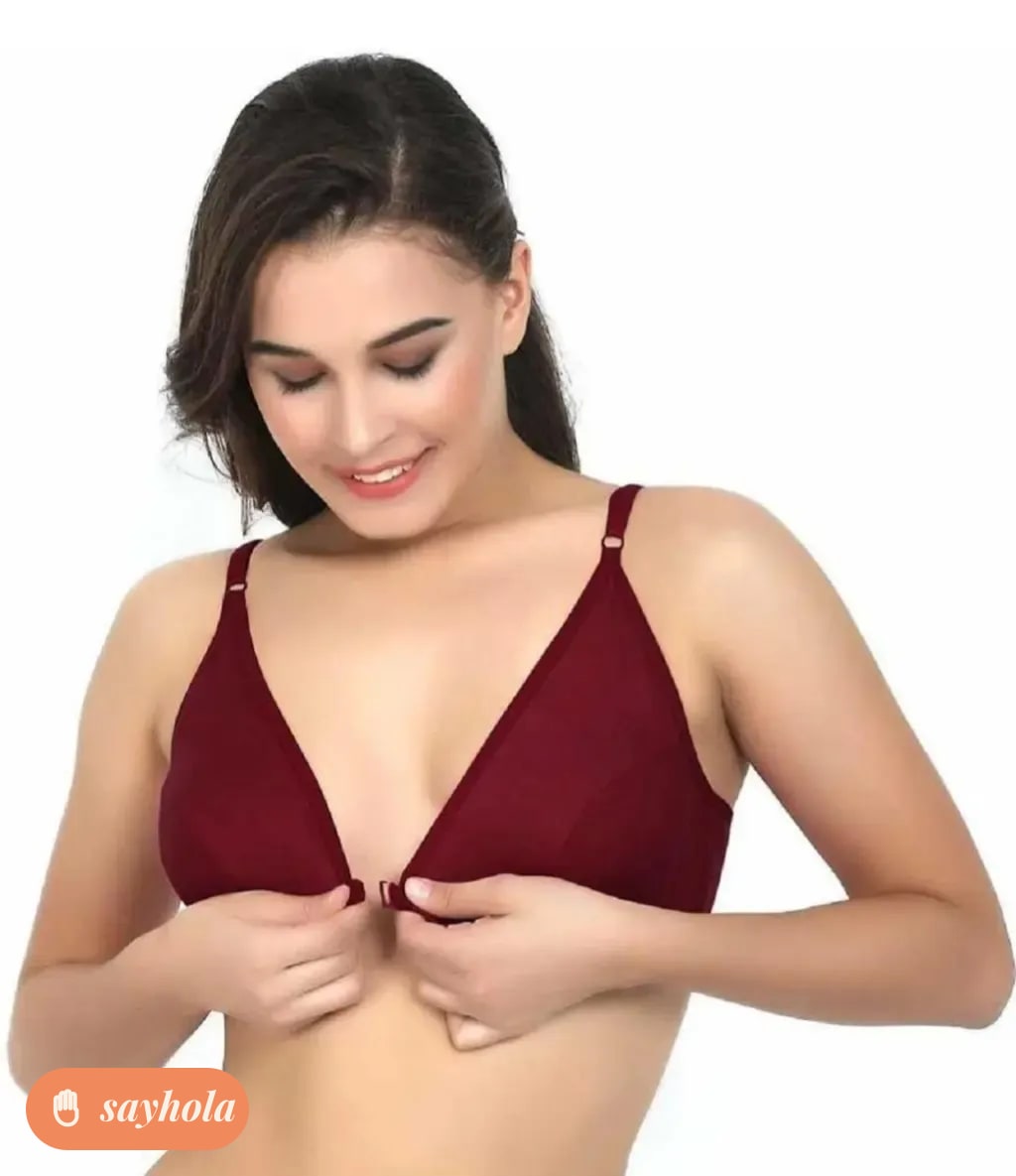 front open cotton bra non wired plunge