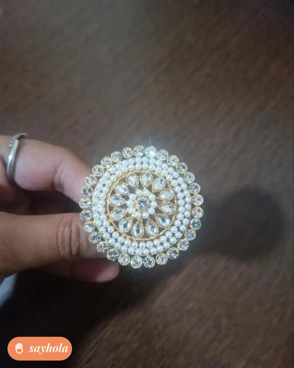 gold plated ring with artificial stones