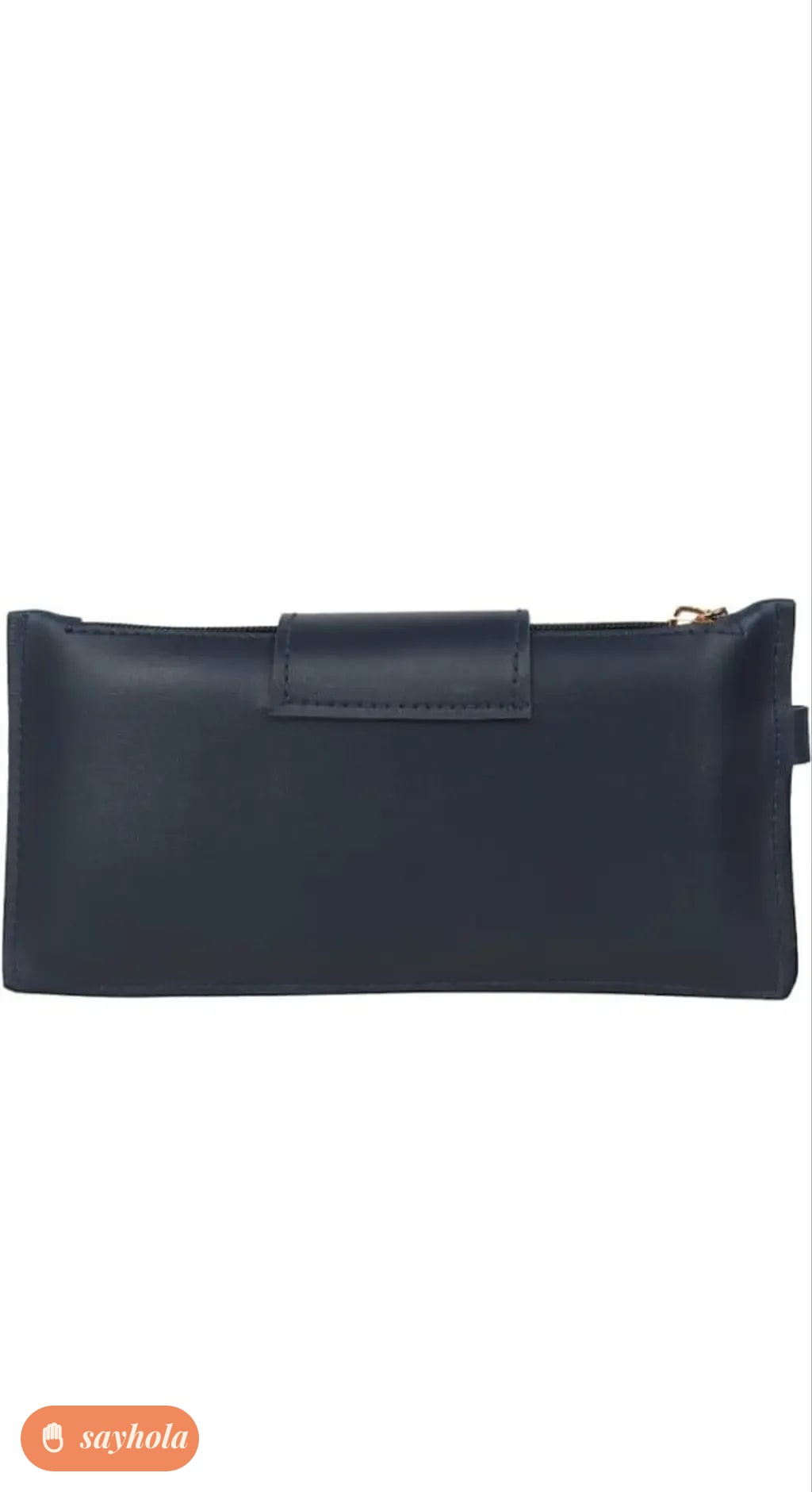 folded faux leather clutch with knotted detail