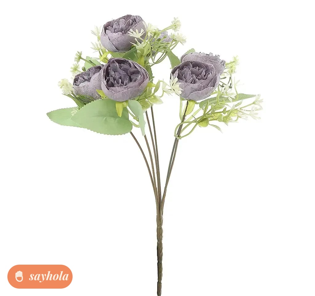 purple artificial piano rose flower for decor