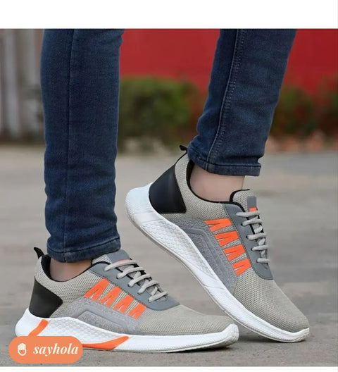 fortiva smart grey orange mesh sneakers