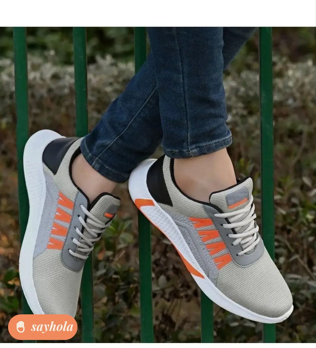 fortiva smart grey orange mesh sneakers