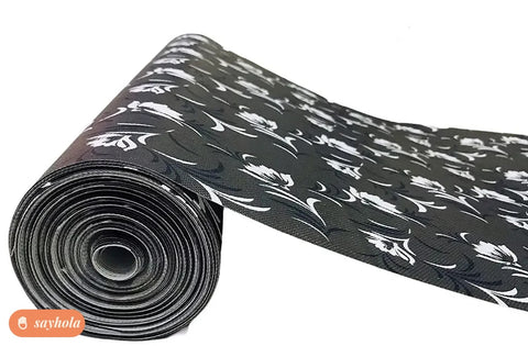 flower print pvc kitchen shelf roll mat grey
