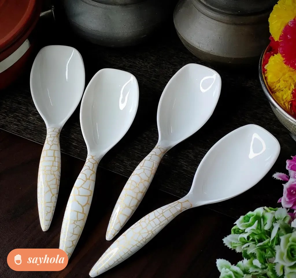 set of 4 long-handled melamine serving spoons