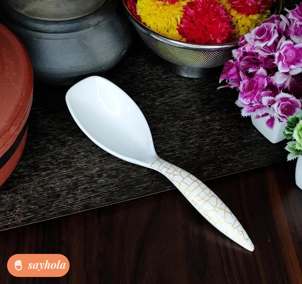 set of 4 long-handled melamine serving spoons