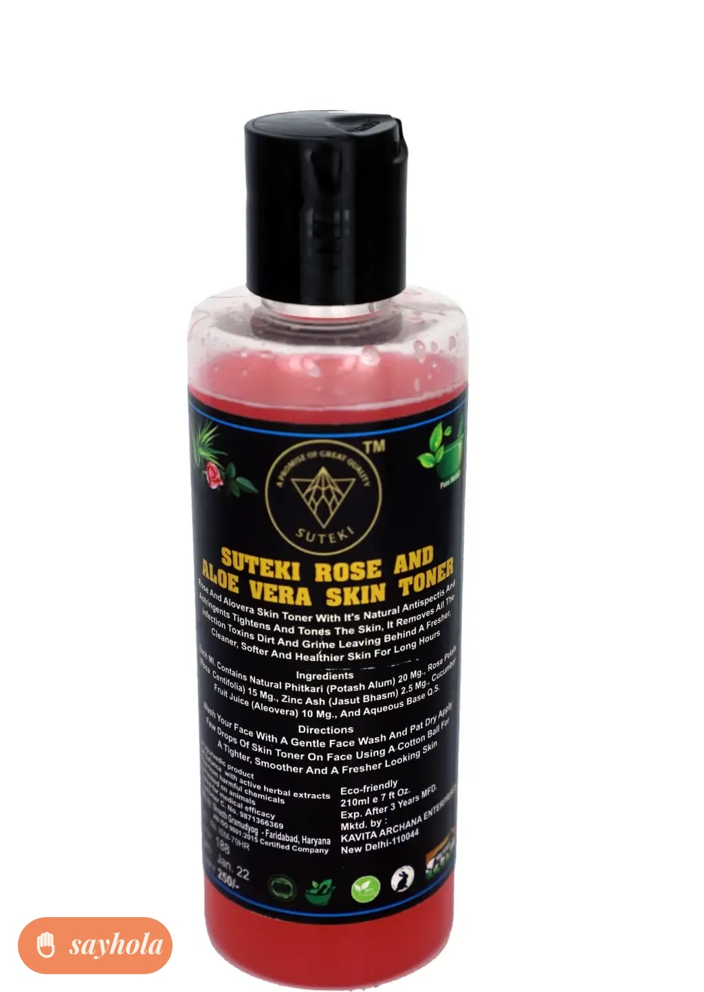 herbal rose and aloe vera skin toner 210ml