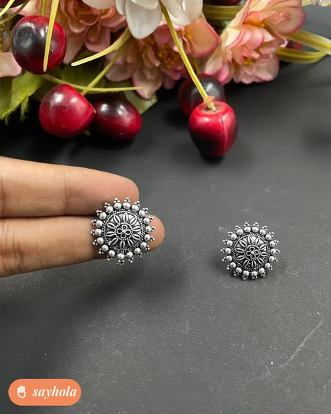 oxidised german silver stud earrings
