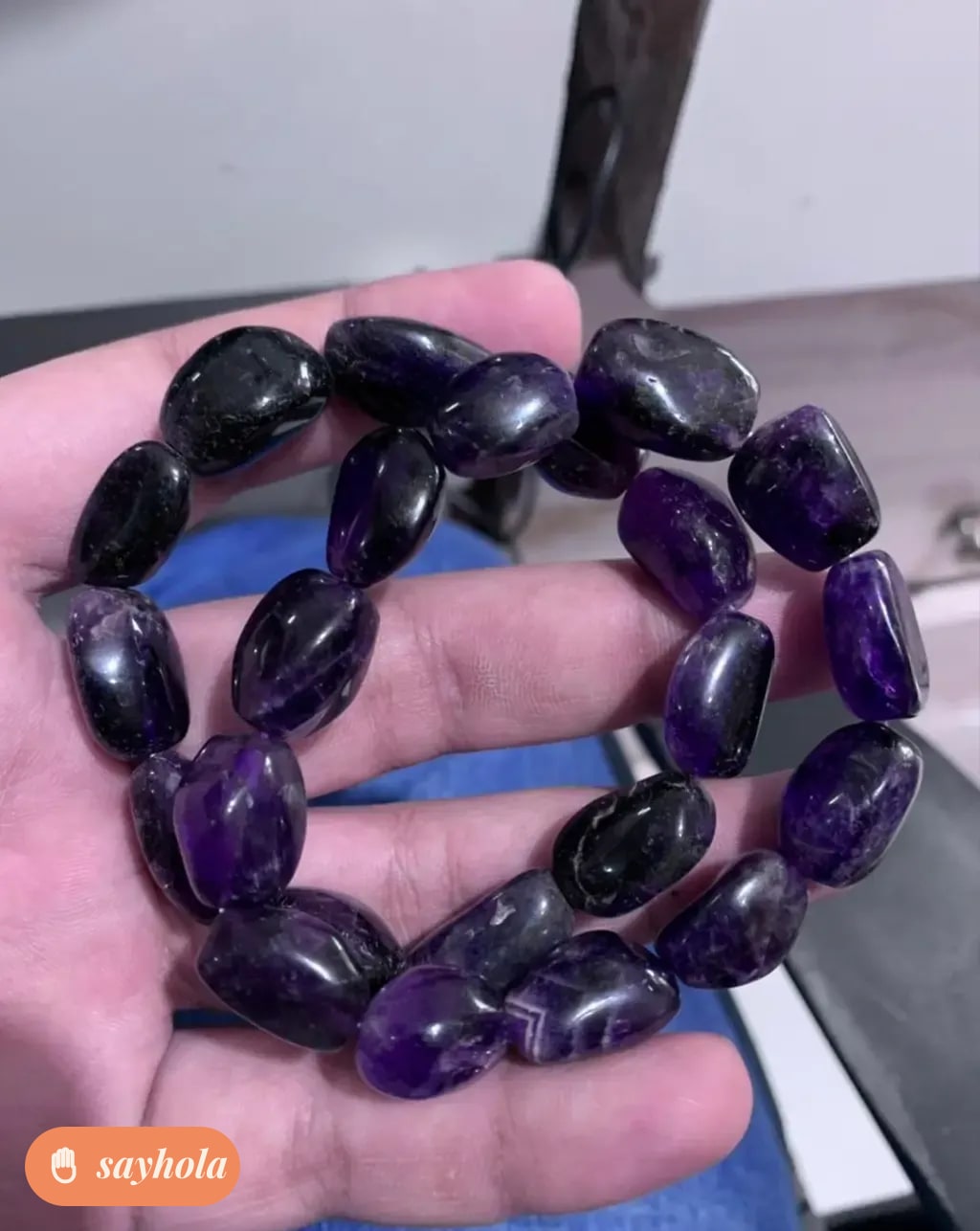 purple amethyst agate stone bracelet