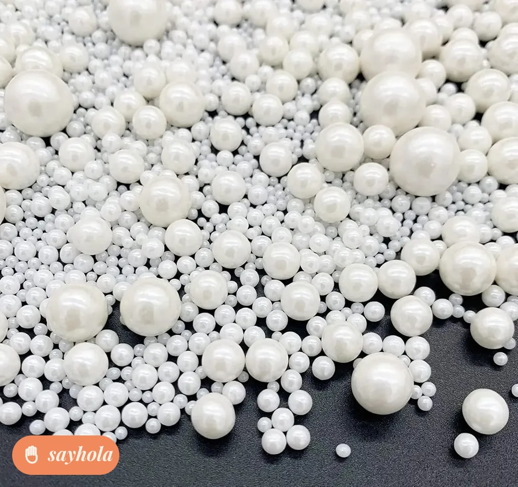 white metallic sugar pearls edible cake decoration