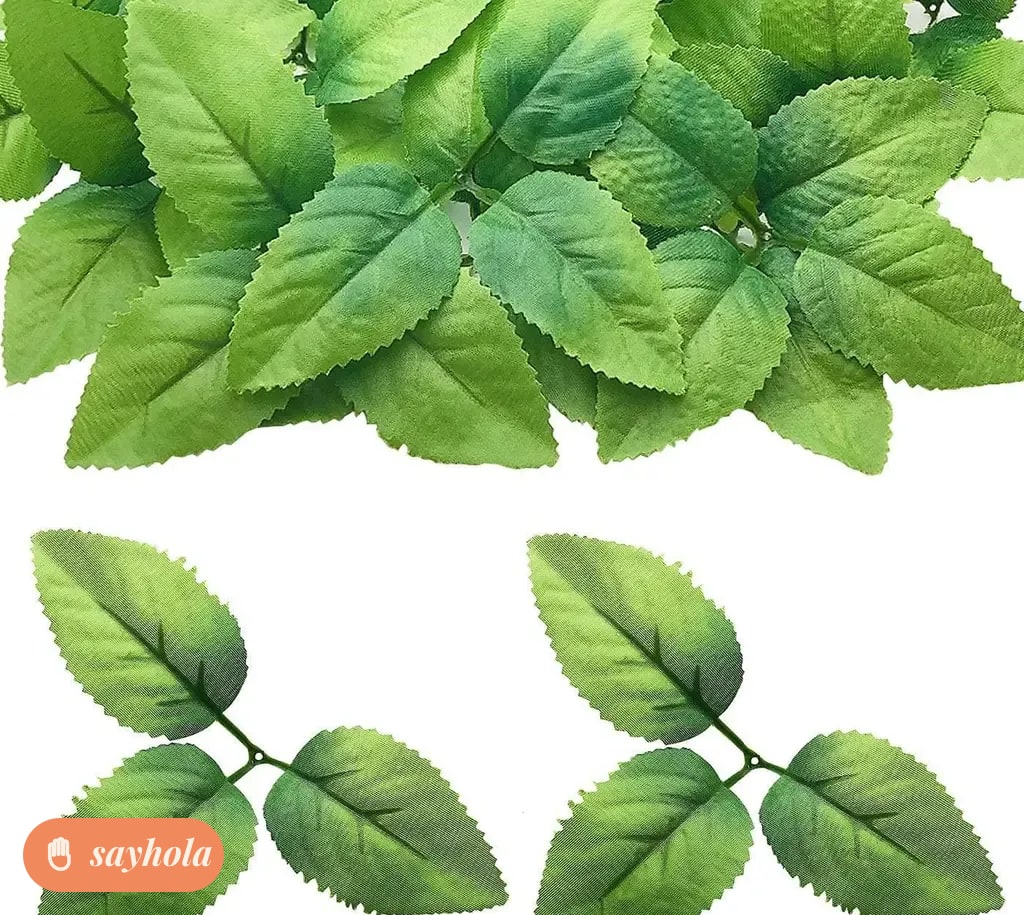 set of 20 artificial rose leaves for decor