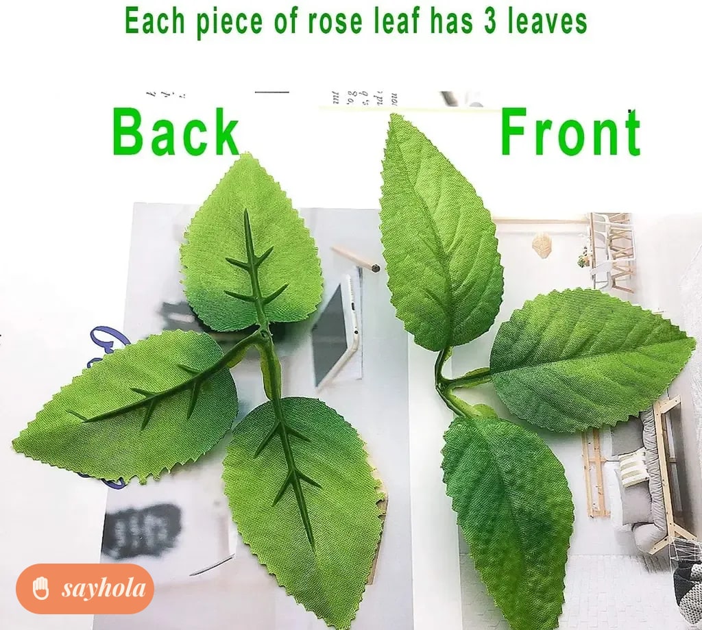 set of 20 artificial rose leaves for decor