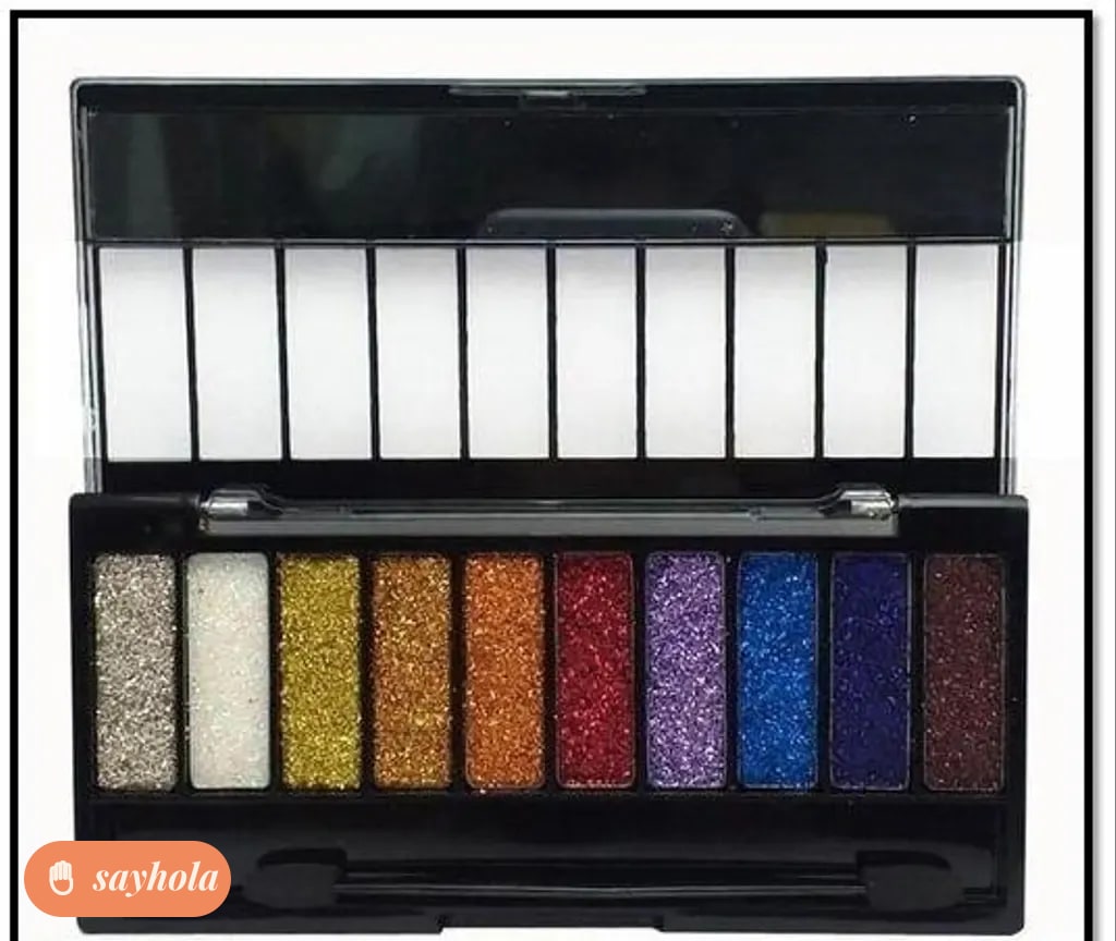 glitter eyeshadow palette with 10 pigmented shades