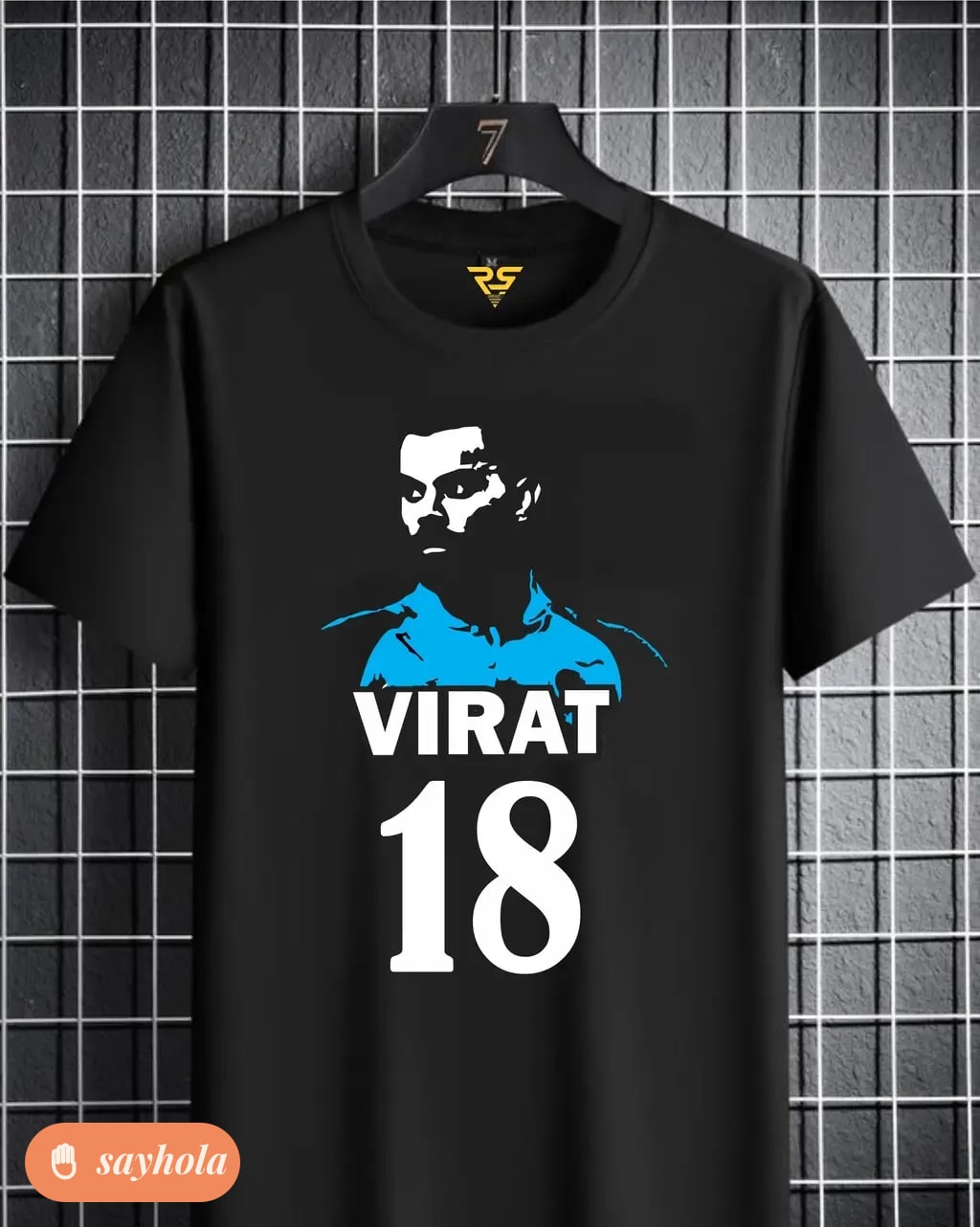 virat kohli printed round neck cotton blend tshirt