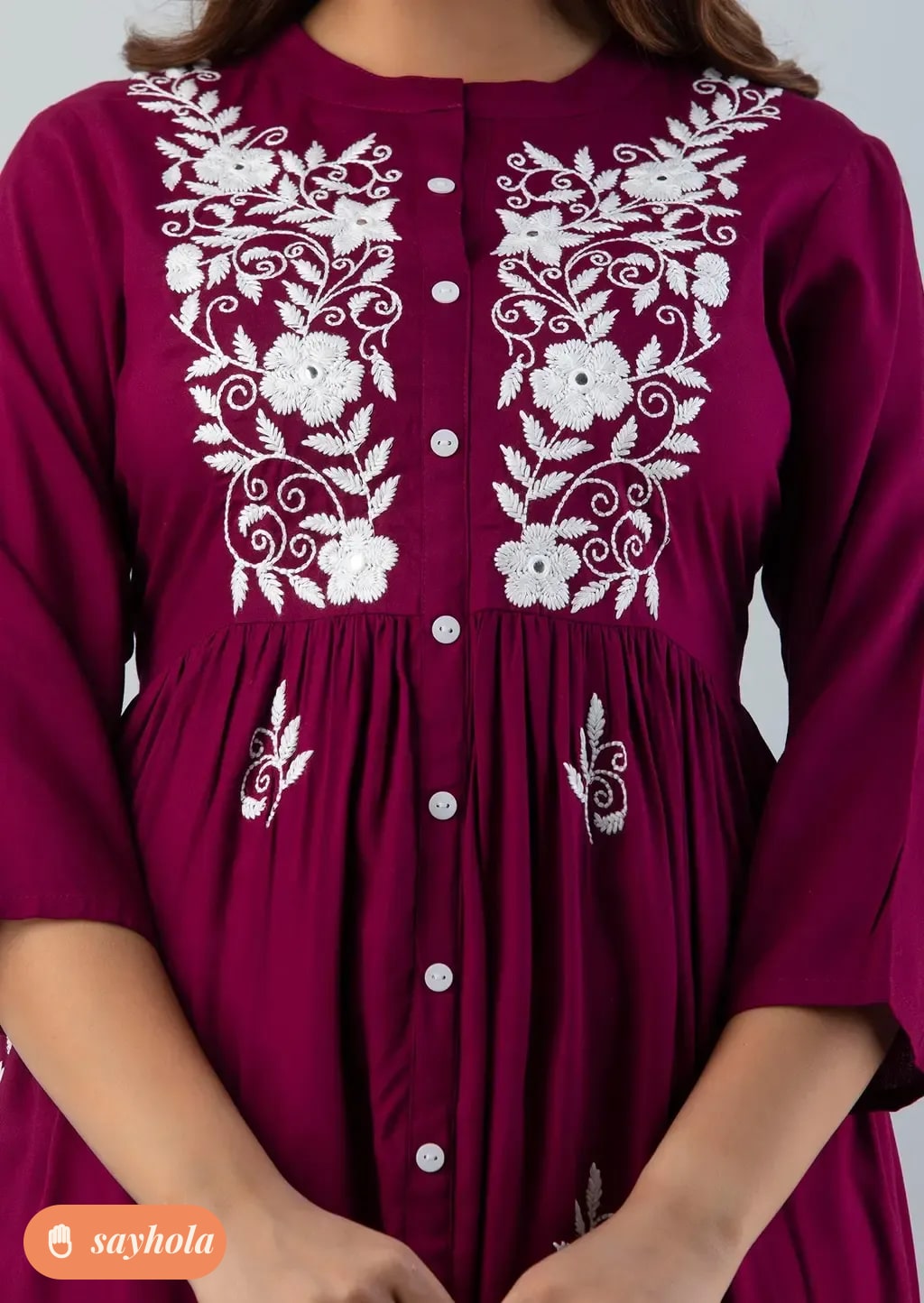 women's embroidered rayon anarkali kurta