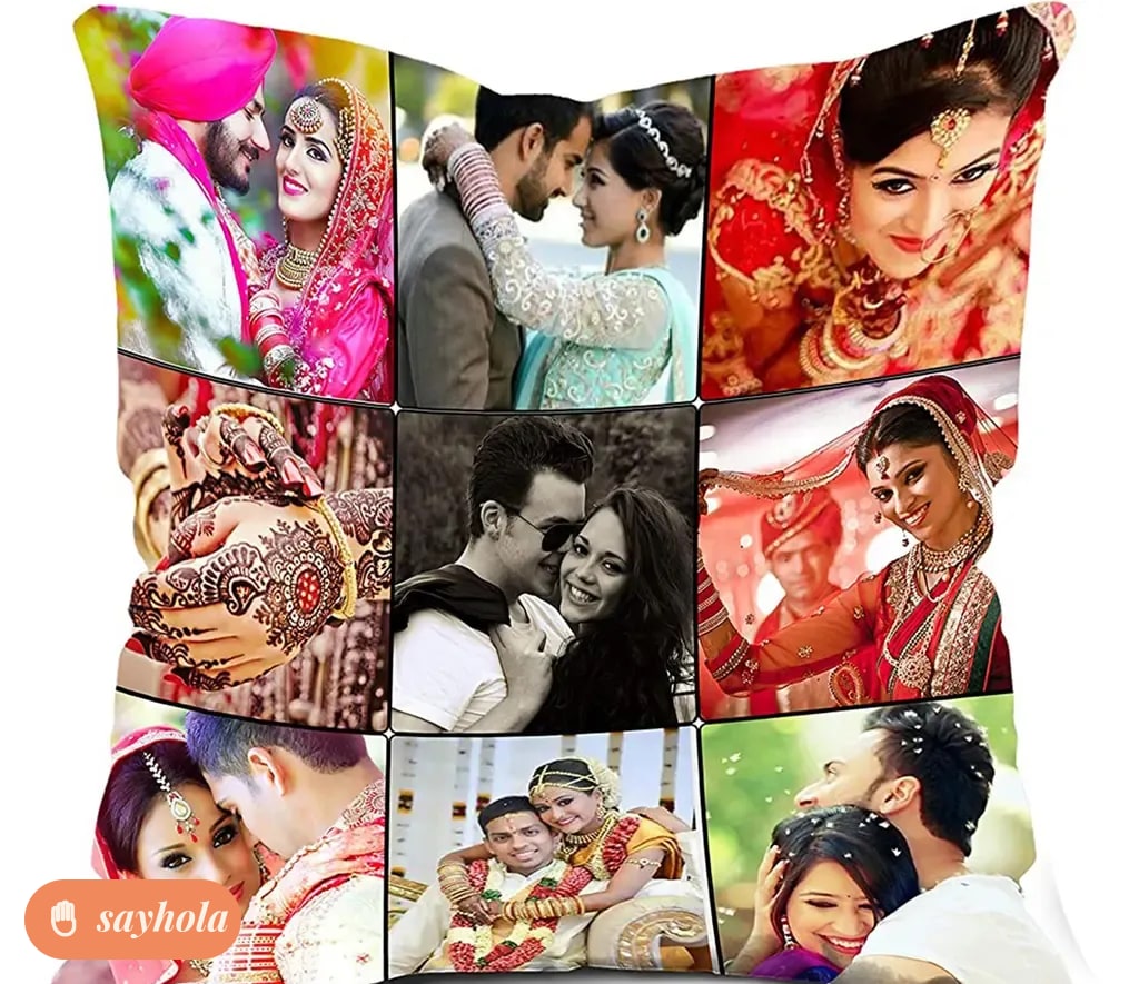 personalised photo collage cushion 12x12 inch