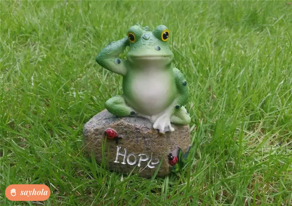 set of three marble dust frog figurines