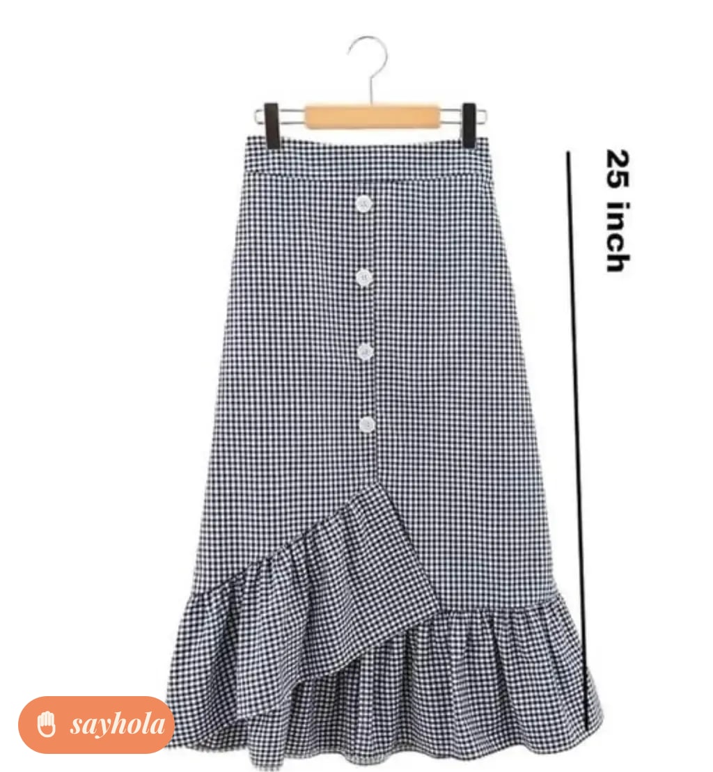 checked cotton skirt for women