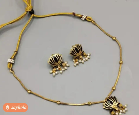 gold plated brass necklace and earrings set