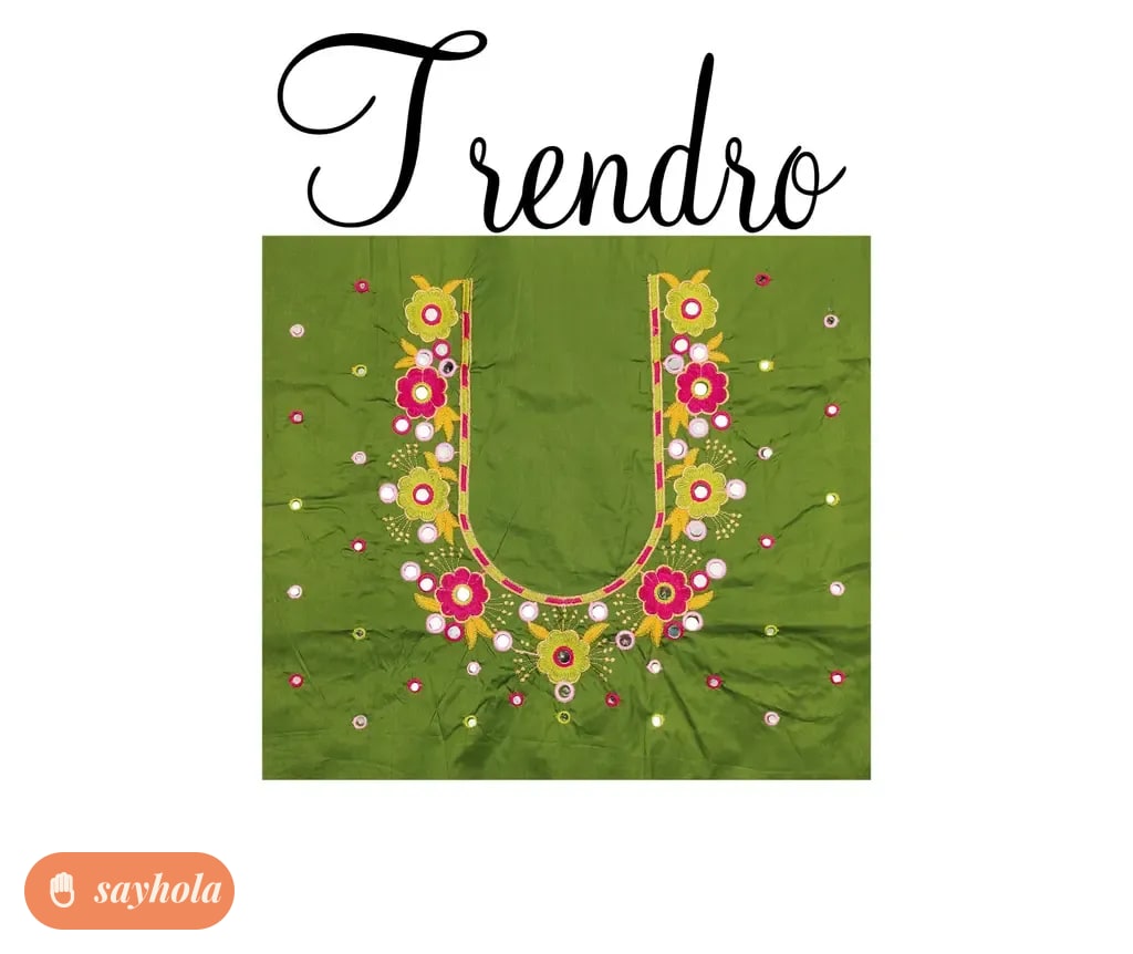 navratri blouse piece with hand mirror embroidery