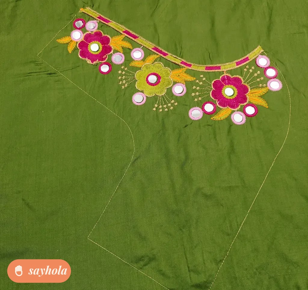navratri blouse piece with hand mirror embroidery